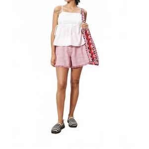 NEW FRNCH annais textured spaghetti strap top in blanc